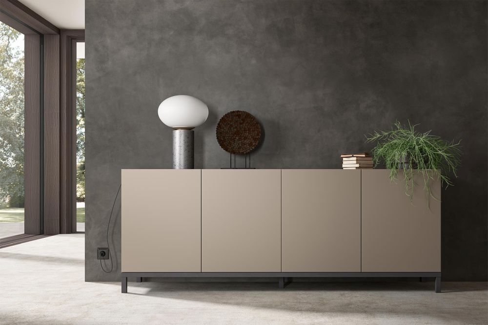 Product photograph of Status Kali Day Taupe Italian 4 Door Buffet Extra Large Sideboard from Choice Furniture Superstore.